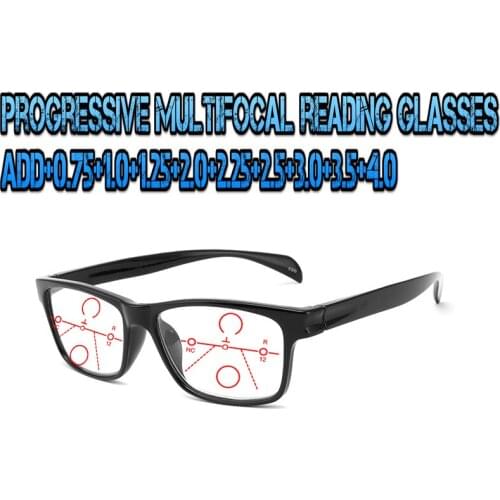 Progressive Multifocal Anti Blu Light Reading Glasses Black Frame Men Women High Quality +1.0 +1.5 +1.75 +2.0 +2.5 +3 +3.5 +4