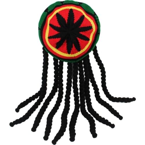 Rasta Dreadlock Reggae Jamaican Hat Rasta Wig Cap for Adults
