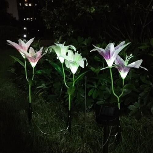 Solar Garden Lights Solar Flower Lawn Light Lily Flower Multicolor Combination LED Garden Garden Decoration Light Glow In Dark