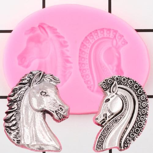 3D Horse Head Silicone Molds Cupcake Topper Fondant Mold DIY Party Cake Decorating Tools Candy Clay Chocolate Gumpaste Moulds