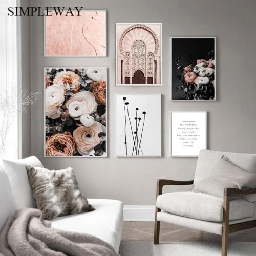 Scandinavian Vintage Wall Poster Nordic Style Print Flower Old Gate Motivational Canvas Painting Landscape Picture Home Decor