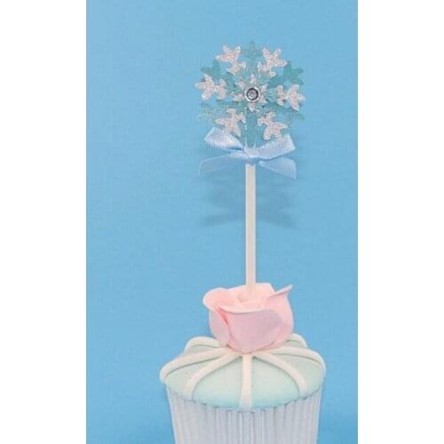 Cake toppers paper banner glitter snowflake romantic for Cupcake Wrapper Baking Cup birthday tea party decoration baby shower Wh