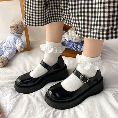 Students Lolita Shoes Patent Leather Mary Janes Shoes 2021 New Women Platform Shoes Buckle Girls Thick Sole Ladies Shoes