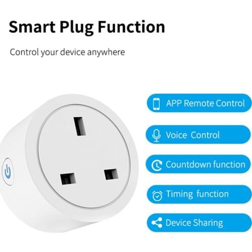 Tuya Smart Plug Wifi Socket Smart Plug UK 16A Power Monitor Socket Outlet APP Remote Voice Control Work With Alexa Google