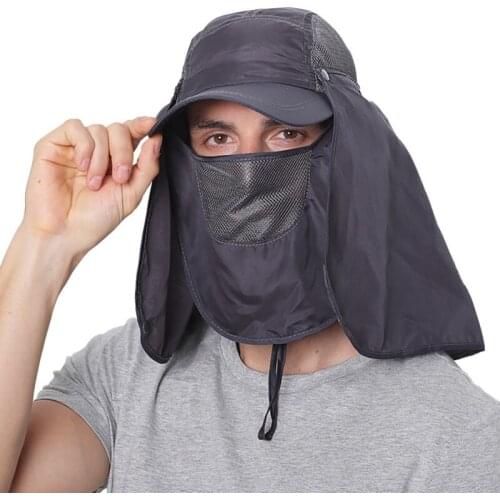 Outdoor Sun Hat UV Protection Ear Flap Neck Cover Fishing Hunting Hiking Cap Unisex Outdoor Detachable Sunscreen Fishing Hats