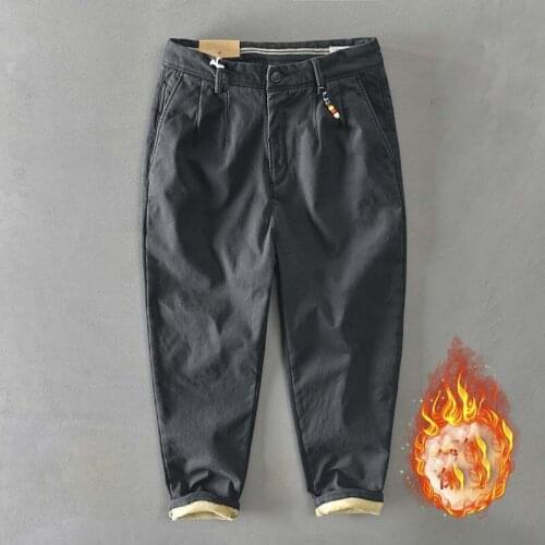 High Quality Winter Warm Men Thick Pants Cotton Trousers For Men Brand Clothing