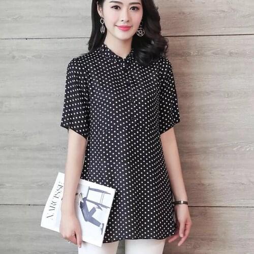 YTNMYOP 105KG Weight Can Wear Plus Size 5XL Shirt For Women Short Sleeve Summer Blouse Polka Dot Tops Female