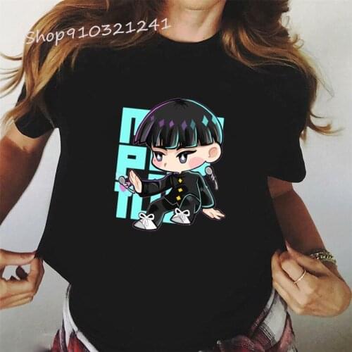 Japanese Anime Women T-shirt Printed Cute Mob Psycho 100 Shirt Summer Tops Casual Harajuku Short Sleeve Tee Shirt Femme Clothing