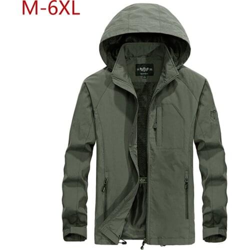 M-5XL Spring Thin Travel Rain Jacket Men SoftShell Windproof Waterproof Solid Military Bomber Jacket Mountain Clothing Green W36