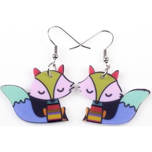 Bonsny drop fox earrings acrylic dangle pattern new 2015 spring summer girl woman fashion jewelry accessories cute animal design