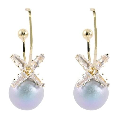 2021 Trend South Korea Dongdaemun Temperament Hoop Earrings Geometric Pearl Earrings True Beauty Jewelry for Women Lightning Off
