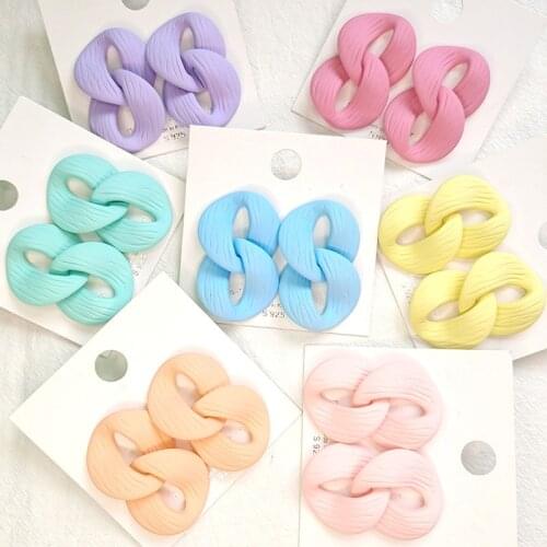 Makersland Hoop Earrings For Women Candy Color Geometric Exaggerated Twisted Ring Hyperbole Earring Summer Trendy Accessories