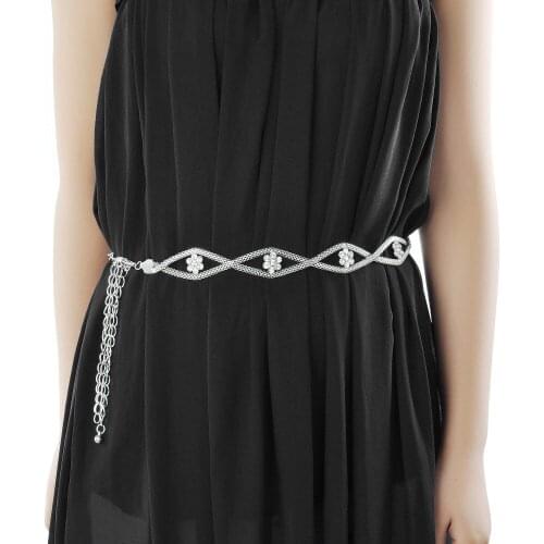 Fashion metal waist chain Heart-shaped rhinestone belt Womens metal belt BL581