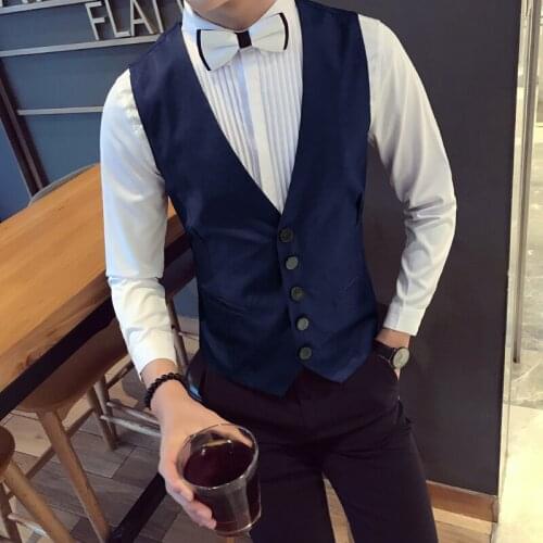 Waistcoat Business Casual Formal Wear Suit Vests For Men 2020 Spring New Solid Vest Men Plus Size Chaleco Hombre Single Breasted