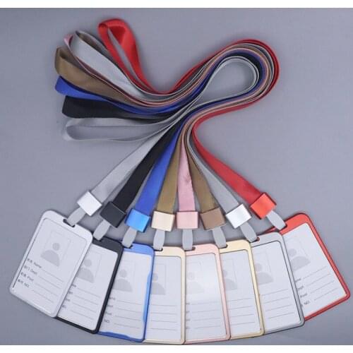 Men Aluminum Alloy Work Name Card Holders Business Work Card ID Badge Lanyard Holder Hot Vertical Metal ID Business Case