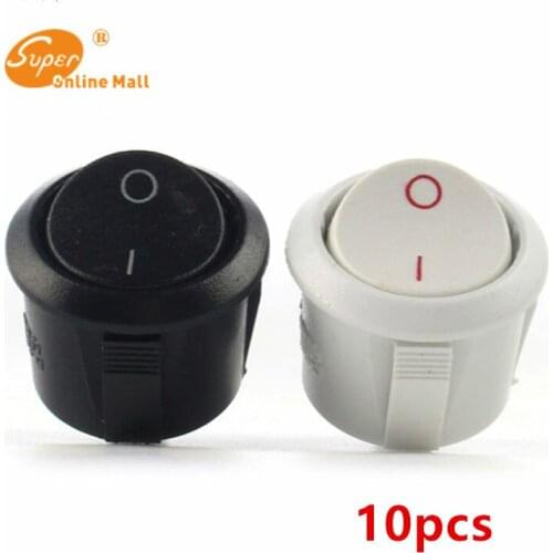 10pcs White Black high quality round button switch ship switch feet two tranches Button Switch Push Button Switchs