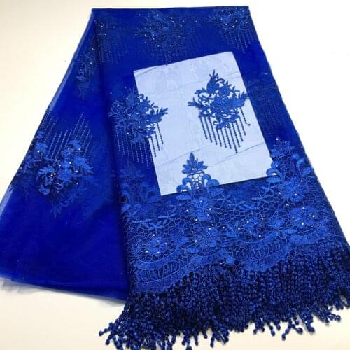 3D Tassel African Lace Fabric 2021 High Quality Lace With Stones,Latest French Net Nigerian Lace Fabrics For Party Dress M35461