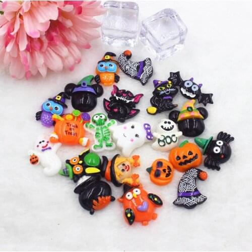 50pcs/lot flat back resin Halloween items mix items DIY resin cabochons accessories about 25mm