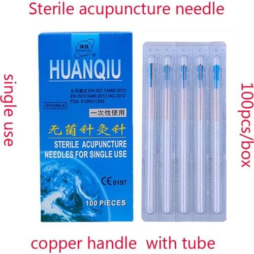 500pcs=5boxes Chinese Sterile acupuncture needle copper handle With Indivual Guide Tube Acupunture Therapy needles single use