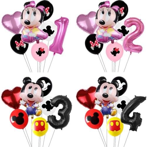 6pcs/lot Minnie Balloons Mickey Mouse Birthday Party Decorations Baby Shower Decor Kids Party Mickey Balloon Air Globos