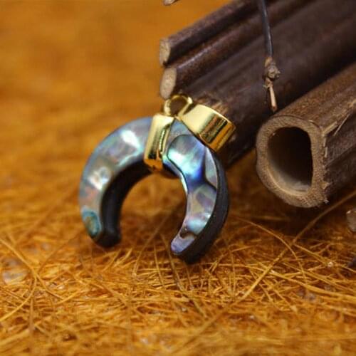 6PCS Natural Stone Abalone Necklace Pendant Curved Crescent Moon Necklace Women Necklace Charm Jewelry Making