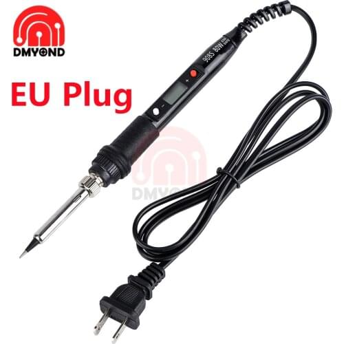 908S Adjustable Temperature Solder Iron 80W 220V 110V LCD Electric Soldering Iron Welding Repair Tools Black EU Plug