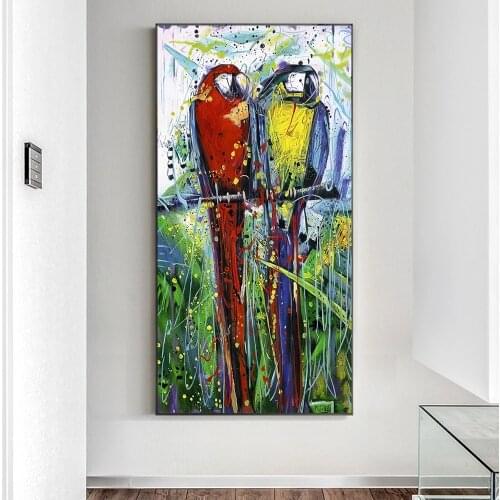 Abstract Watercolour Parrots Hallway Canvas Painting Nordic Posters and Print Modern Wall Art Picture for Living Room Home Decor