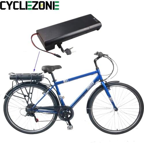 Free shipping 36v rear rack battery li-ion 36v 10ah 10s4p black rear rack ebike battery