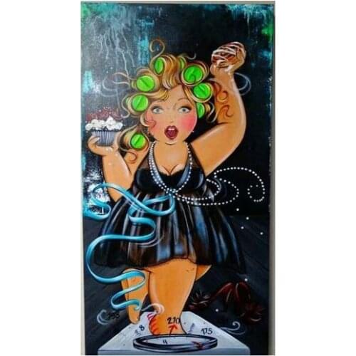 Dikke Dame met toetjes diamond painting