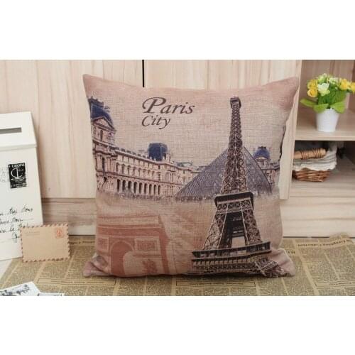 LINKWELL Free Shipping 45*45cm Paris Eiffel Tower Triumphal Arch Louvre Museum Pillow Case