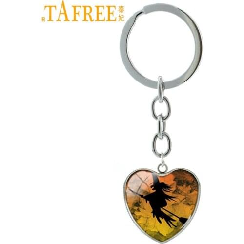 TAFREE Flying Witch Silhouette Keychain Novelty Fashion Key Chain Ring Keyrings Car Bag Key Holder Men Women Jewelry Gifts HP345
