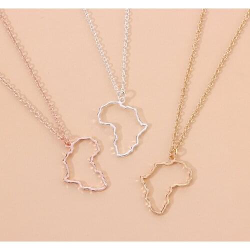 Fashion New Hollow African Map Pendant Necklace Women Personality Gold Silver Color Exquisite Chain Necklaces Jewelry