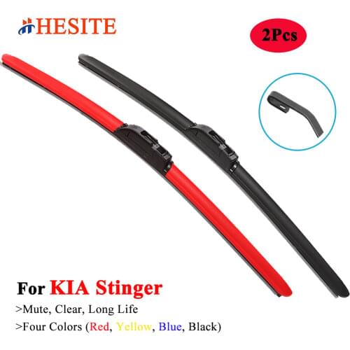 2Pcs Colored Front Hybrid Windshield Wiper Blades For KIA Stinger 2017-2020 Red Blue Yellow Car Brackless Wipers 24"+18" Brushes