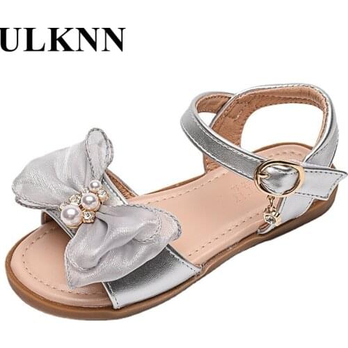 ULKNN Girls Bow Sandals Kids Shoes Summer 2021 Fashion Pupil Princess Shoes Kids Cuhk Roma Children Sandals