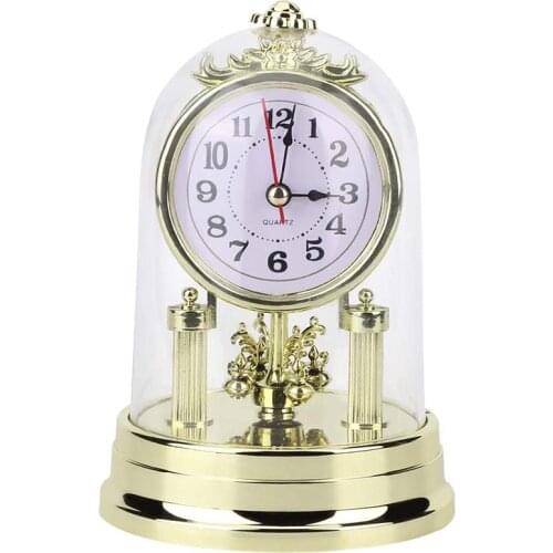 European Retro Style Table Clock with Battery Living Room Clock Antique Silent Desktop Clock Office Alarm Clock Home Decoration
