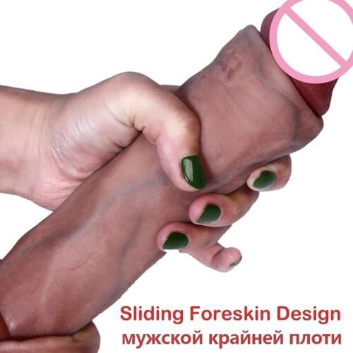 Strapon Dildo Simulation Prepuce Silicone Penis for Women Soft Big Dick Lifelike Dildos for Men Suction Cup Consolador Sex Toys