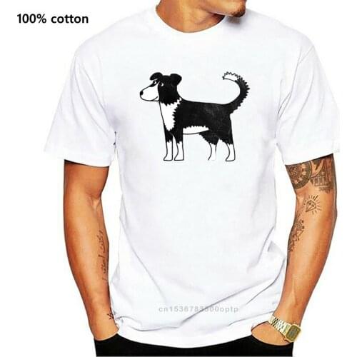 Men Short sleeve tshirt Border Collie Cartoon Dog Art Collie T Shirt Women t-shirt