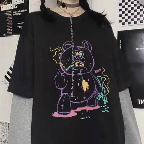 Long Sleeve T-shirt Gothic Women Harajuku Cotton Tshirt Grunge Tee Pastel Goth Clothing Anime Sailor Moon Clothes Teenage Girl
