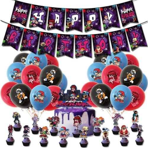 Friday Game Birthday Party Decoration Pull Flag Latex Balloon Cake Set Halloween Theme Party Decoration