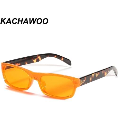 Kachawoo rectangular sunglasses retro orange green leopard colorful glasses eyewear men women trending party gifts for drop ship