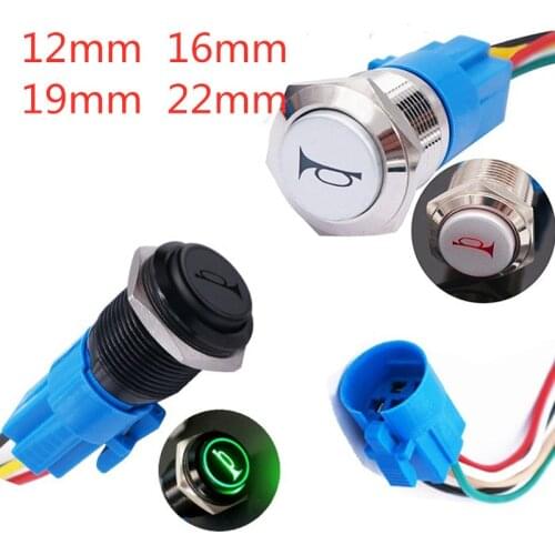 19mm 16mm luminous horn symbol Momentary button switch with luminous horn symbol