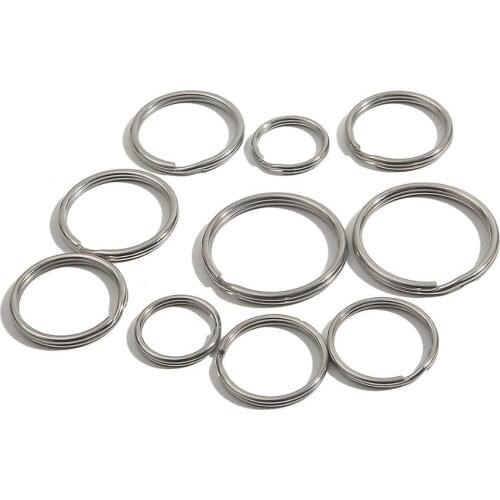 10pcs/lot Stainless Steel Hole Key Ring Key Chain 2025/28/30/35mm Women Steel Round Split Cute Keychain Gifts for Men