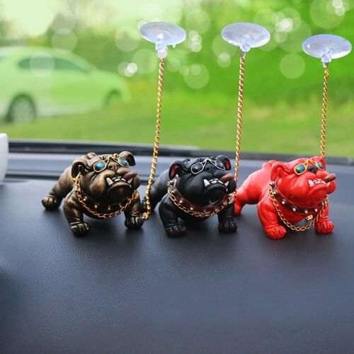 Creative Car Bulldog Statue Bully Figurine Home Decoration Dashboard Chain Smoke Dog Toy Accessories Auto Interior Toy Gift