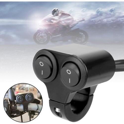 Aluminum Alloy Flasher Speaker Switch Waterproof 7/8in 22mm Motorcycle Handlebar Dual Button Control 12V Headlight Switch