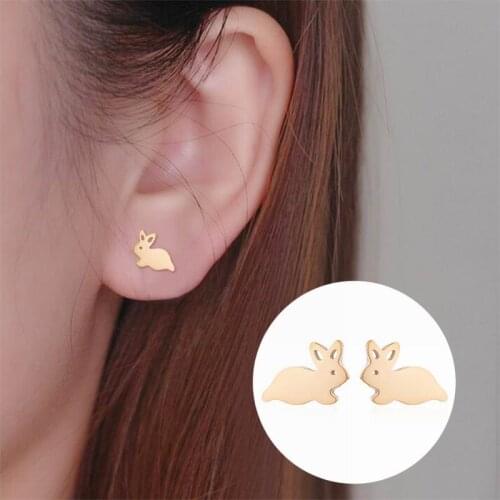 Lovely rabbit earrings stainless steel small animal earrings festival gift
