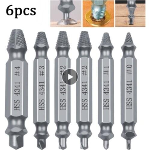 6pcs Damaged Screw Extractor Drill Bit Set Easily Take Out Broken Screw,Bolt Remover Stripped Screws Extractor Demolition Tools