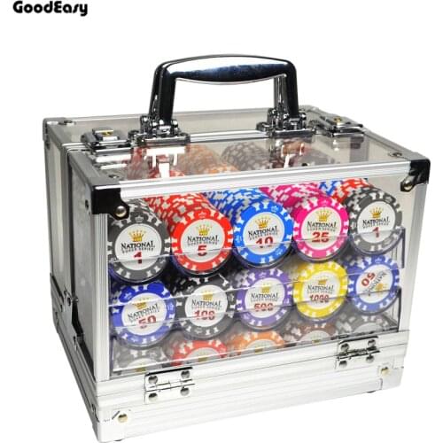 600PCS/1000PCS Casino Gold Crown Texas Hold'em Poker Chip Sets Baccarat Black Jack Metal Coins With Acylic Box&Trays