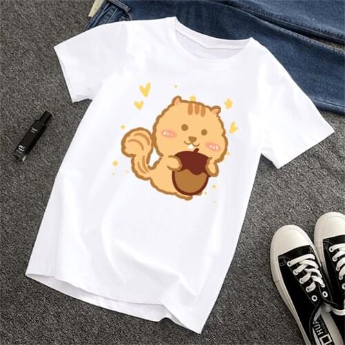 New Women Lady Graphic Fashion Cute Print Squirrel Casual Tee Womens Tshirt 90s Female T Shirt Clothes Tops T-shirt