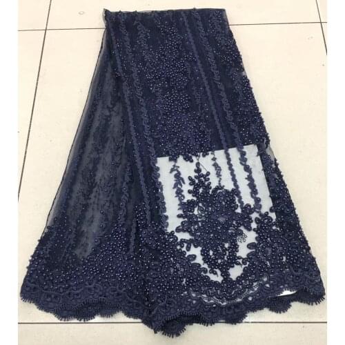 Latest Nigerian Lace Fabrics 2018 Polyester Women Mesh Net Embroidered African French Lace Fabric High Quality With Beads RF2577