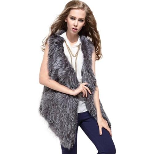 New Arrivals Womens Real Rabbit&Silver Fox Fur Coletes Korean Fashion Lady Natural Fur Coat Luxury Gilet Front Piece Bevel Vest